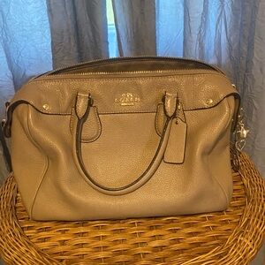 Coach Pebbled Leather Tote in Taupe